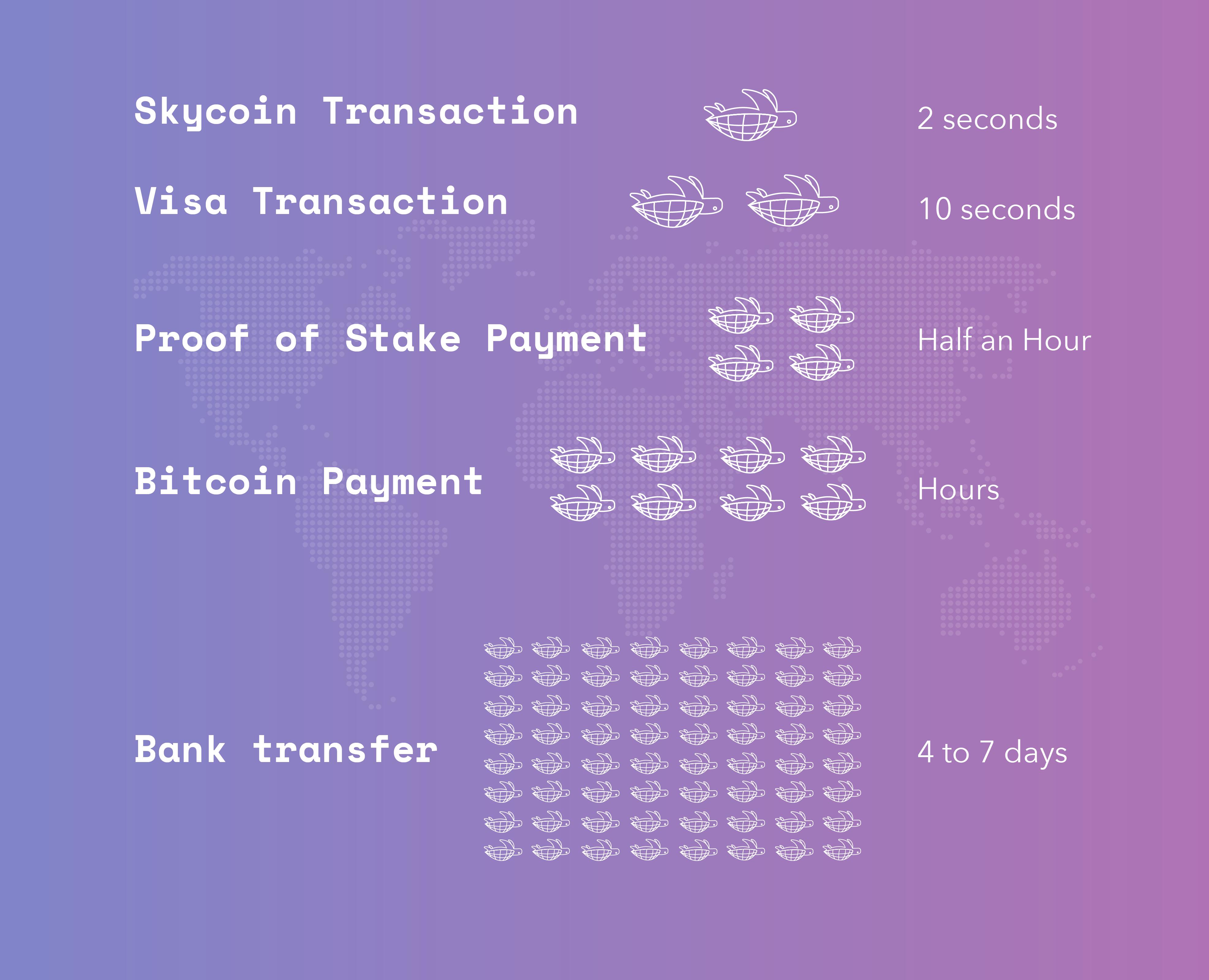 Skycoin transaction speed comparison chart