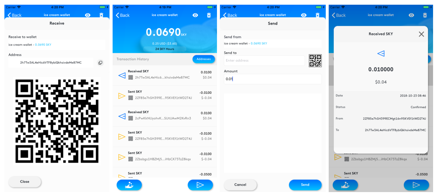 Skycoin iOS Mobile Wallet